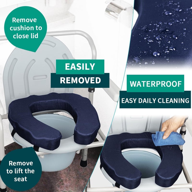 QIUCHA Raised Toilet Seat Cushion – High-Density Foam Booster Pad for Elderly, Seniors, Disabled – Toilet Riser for Standard & Elongated Toilets – Commode Seat Cushion Non-Slip & Easy to Clean (2 inches) - Image 3